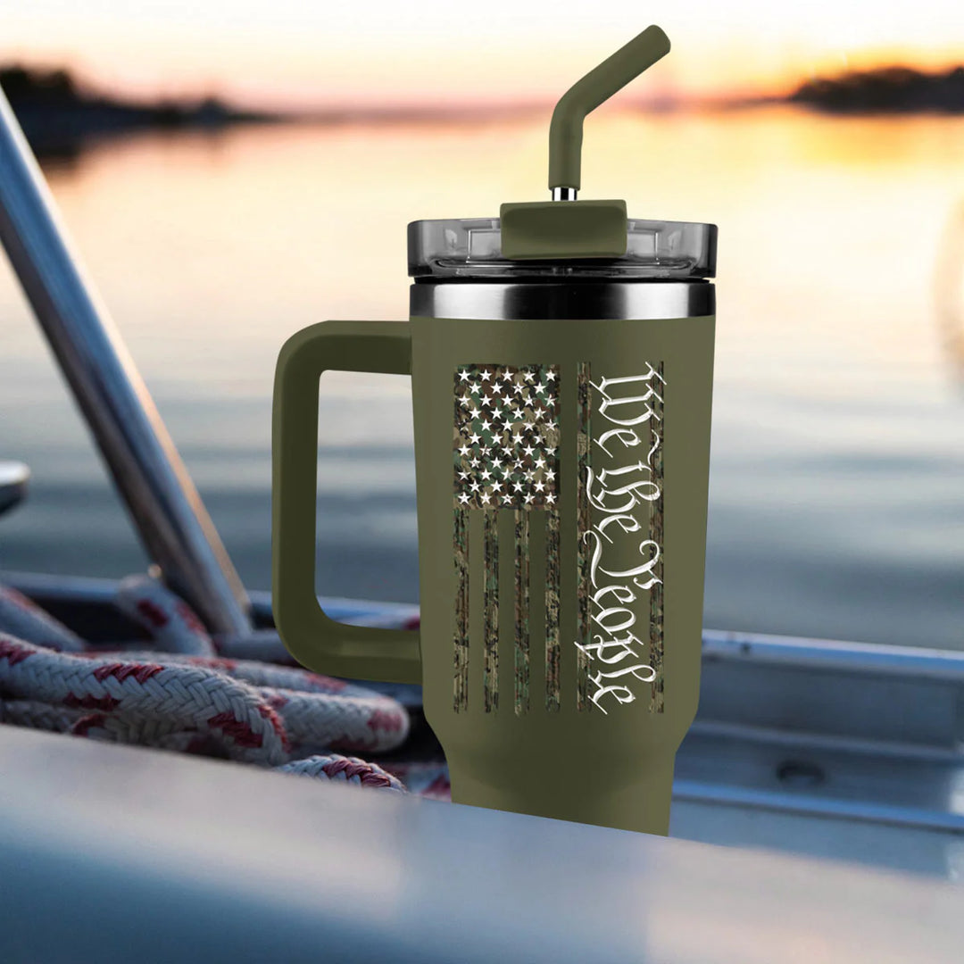We The People Camo Flag Tumbler & Straw