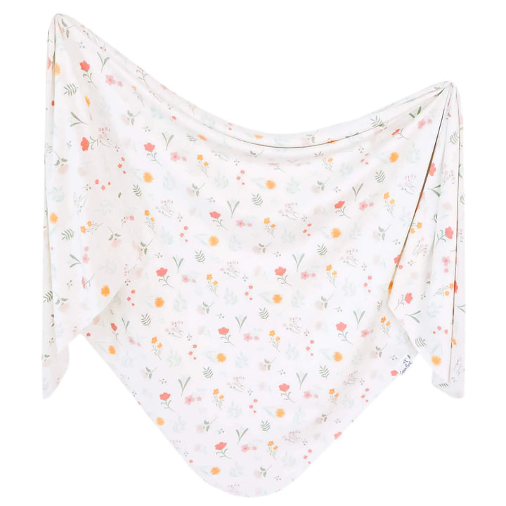 Floral-patterned fabric on a white background