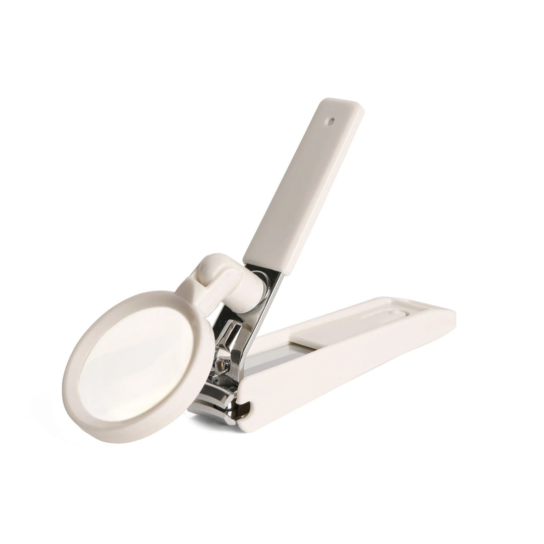 Magnifying glass with a light on a white background
