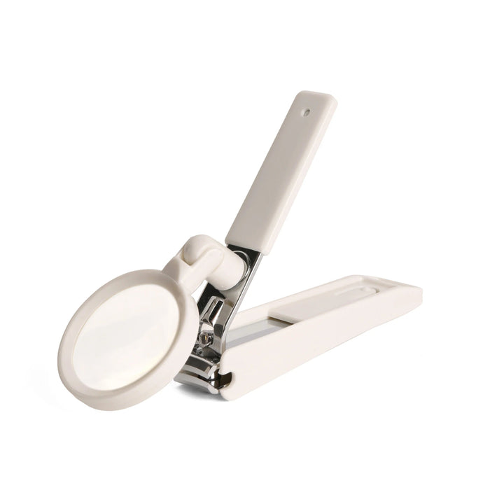 Magnifying glass with a light on a white background