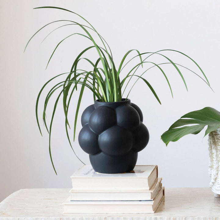 Matte Black Stoneware Vase