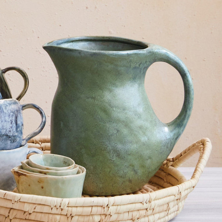 Matte Teal Stoneware Pitcher