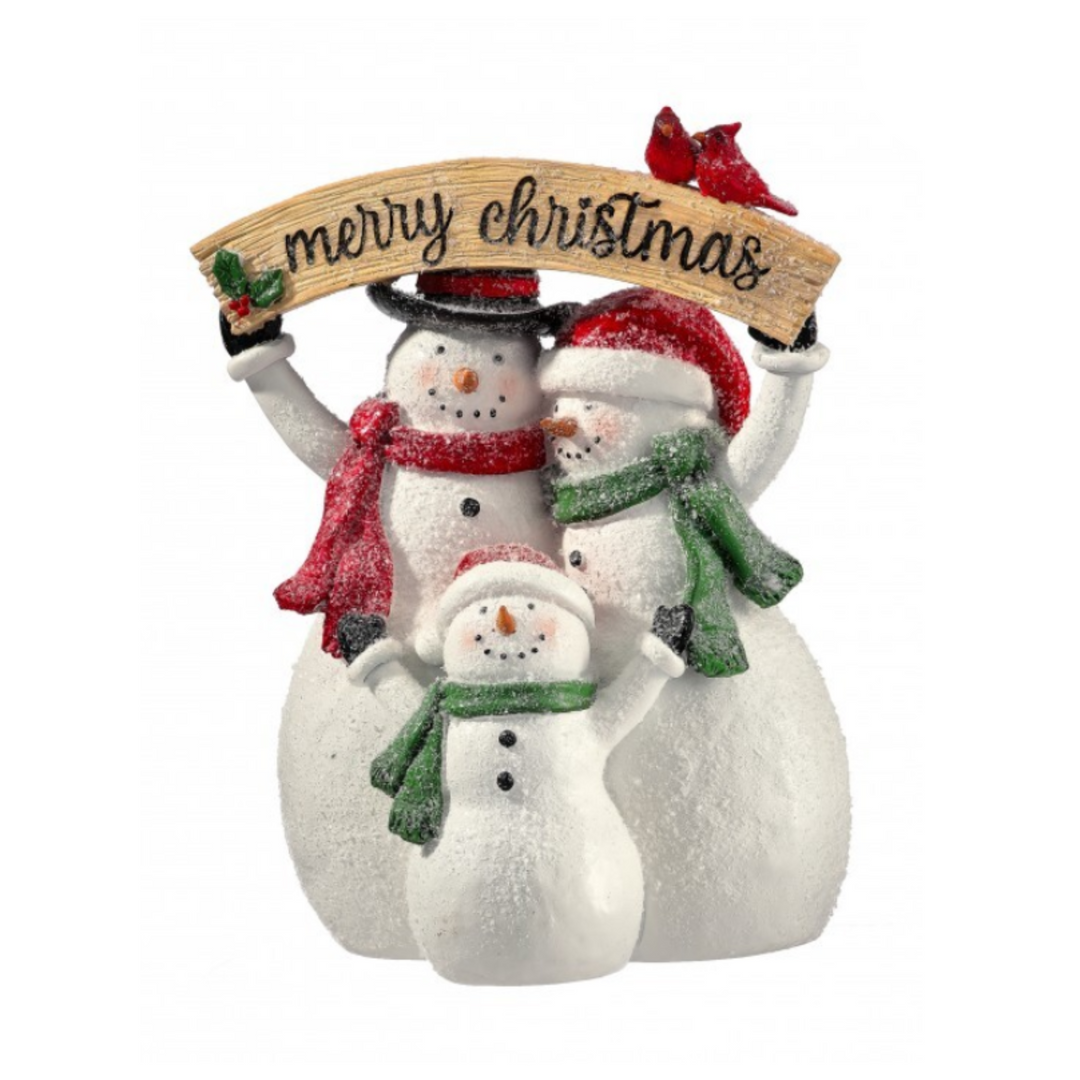 Merry Christmas Snowman Family Figurine