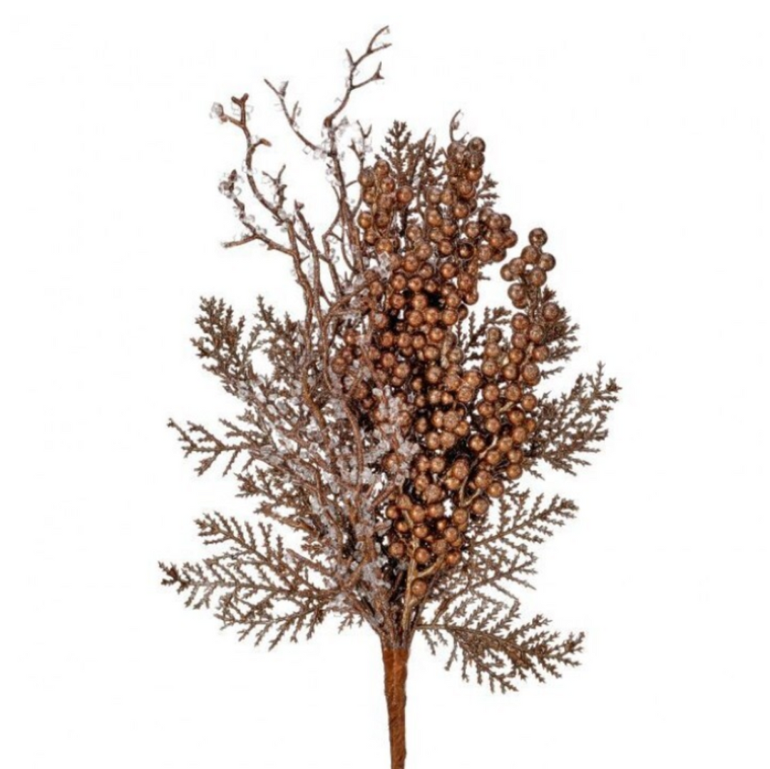 Metallic Berry Twig Cedar Pick