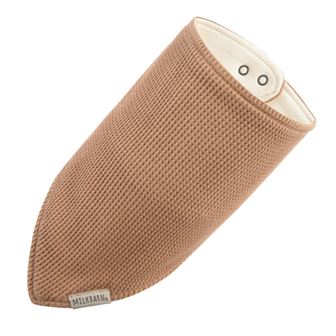 Brown textured product with a white interior on a white background