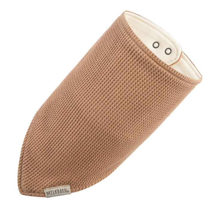 Brown textured product with a white interior on a white background