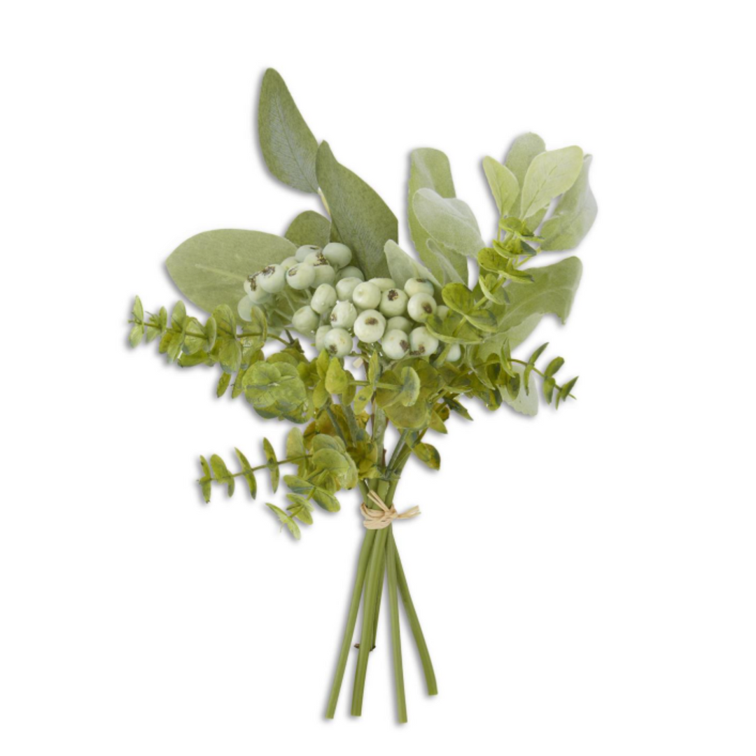 Mixed Green Foliage & Berry Bundle on white background