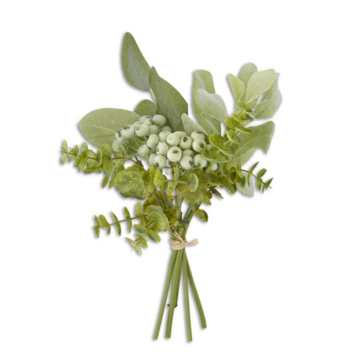 Mixed Green Foliage & Berry Bundle on white background