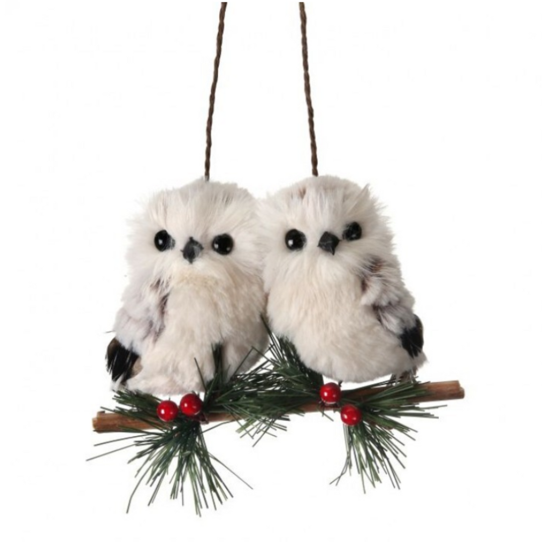 Mountain Grey Owl Couple Ornament