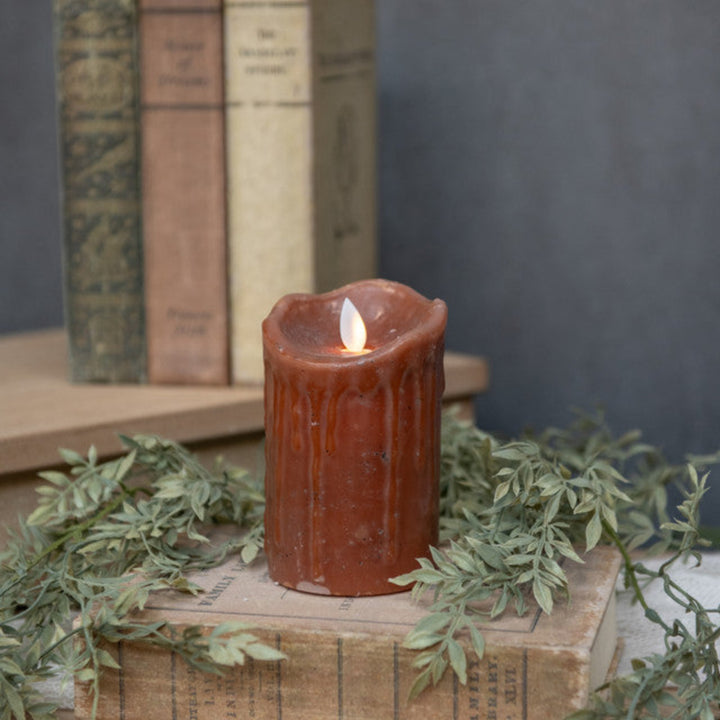 Moving Flame Bronze Dripping Pillar Candle