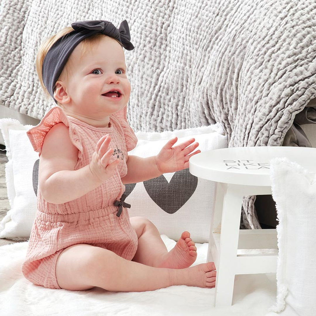 Grey Knotted Bow Headband