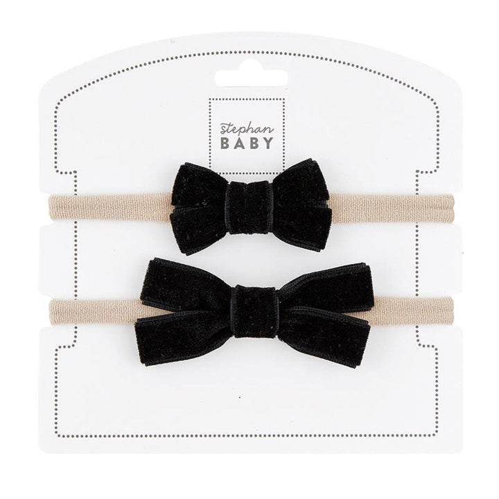 Black Velvet Headband Bow Set