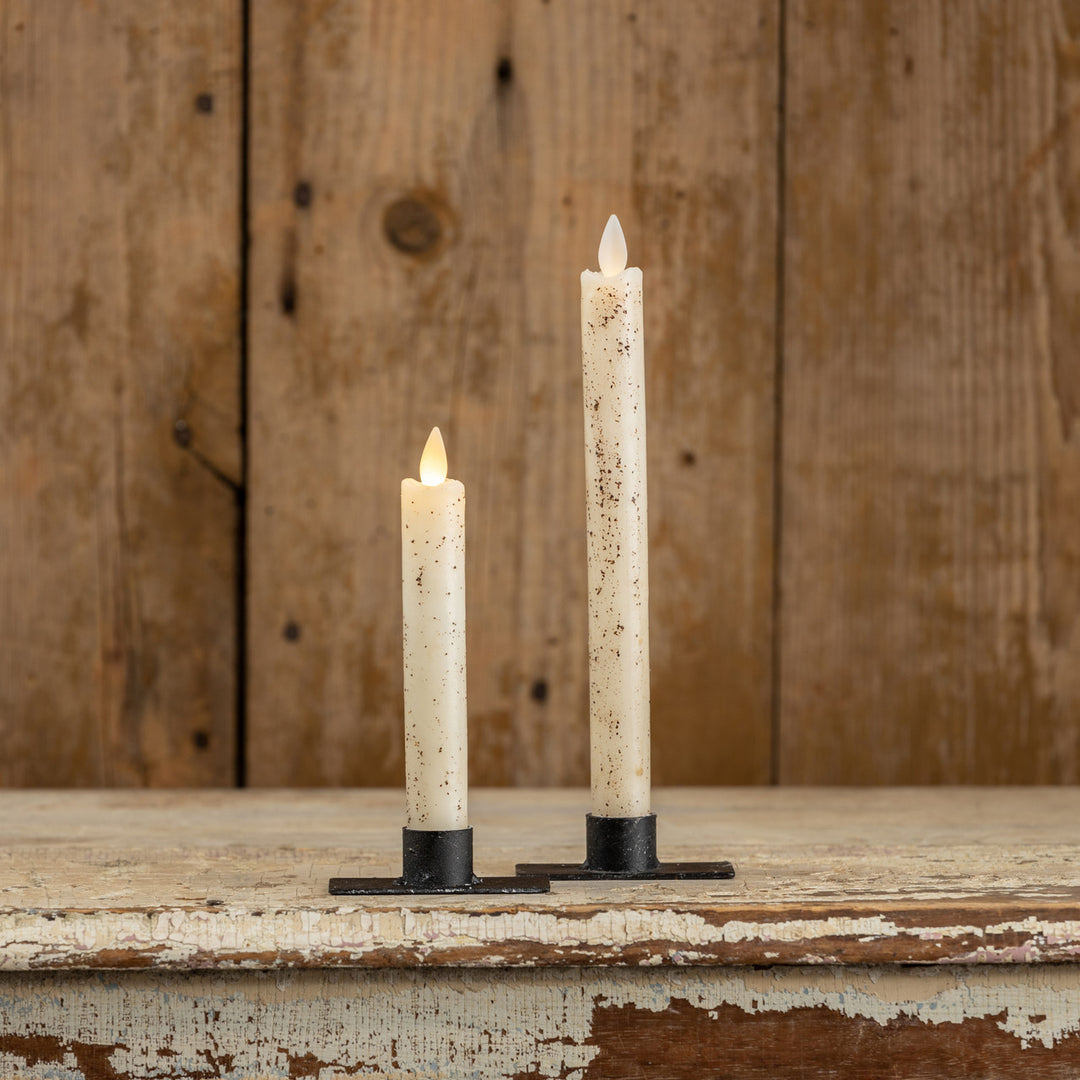 Speckled Moving Flame Taper Candle Set