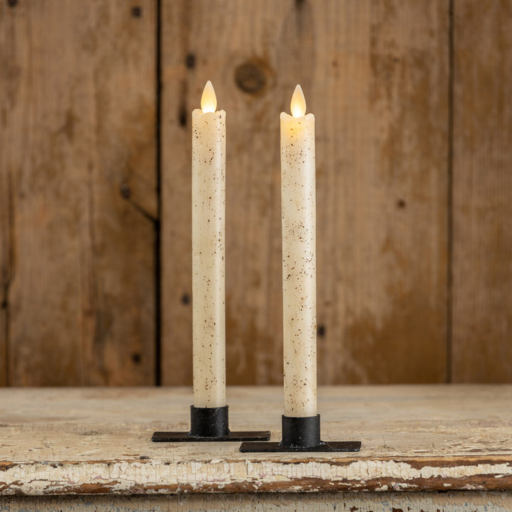 Speckled Moving Flame Taper Candle Set