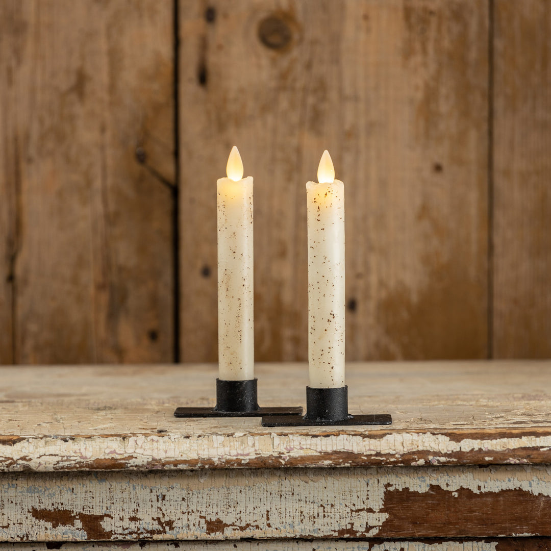 Speckled Moving Flame Taper Candle Set