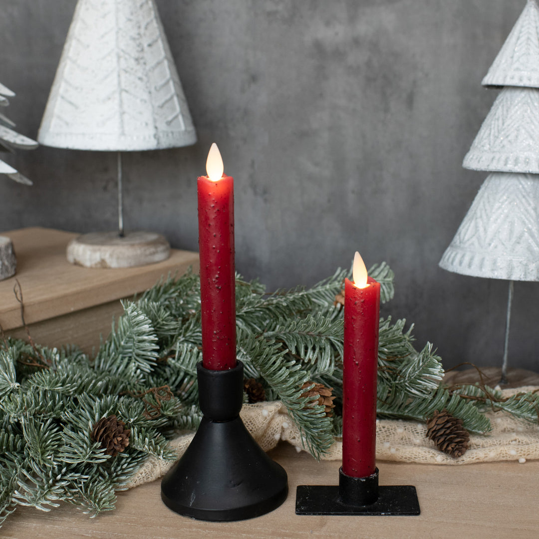 Distressed Holiday Moving Flame Taper Candle Set