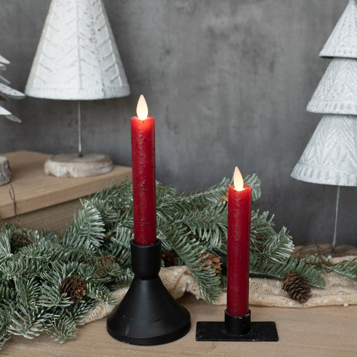Distressed Holiday Moving Flame Taper Candle Set