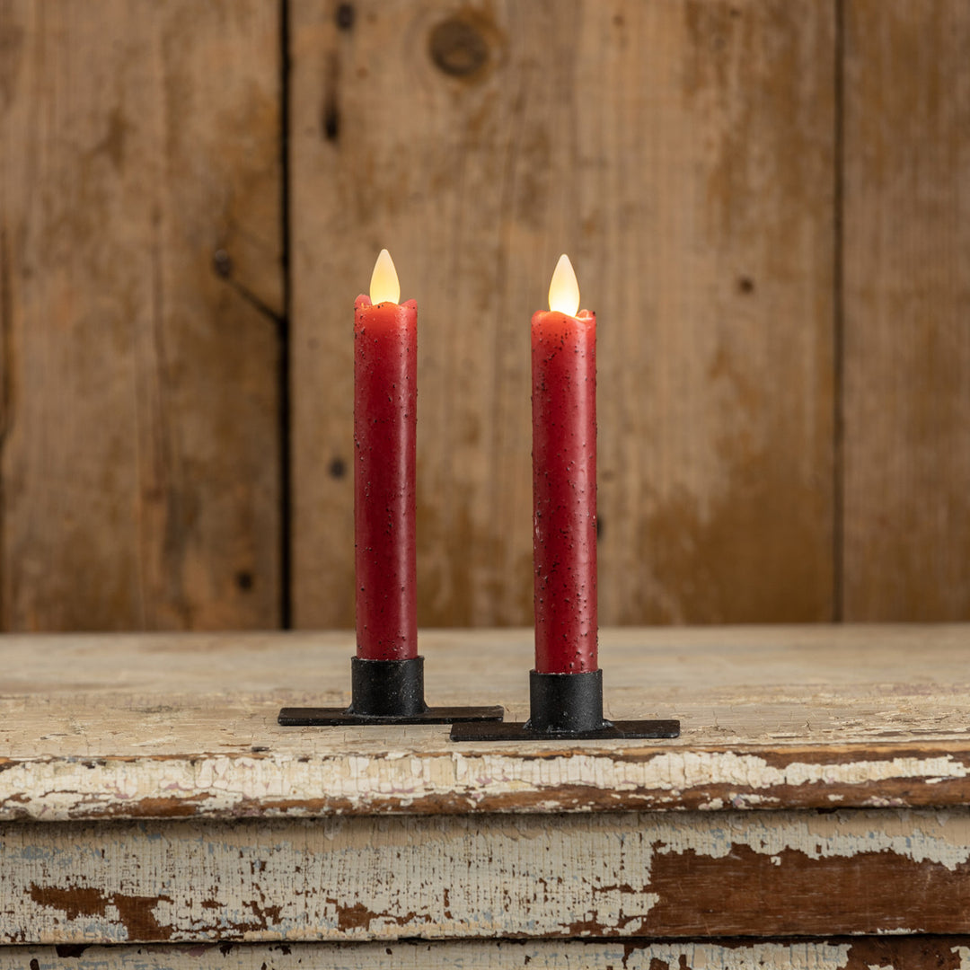 Distressed Holiday Moving Flame Taper Candle Set