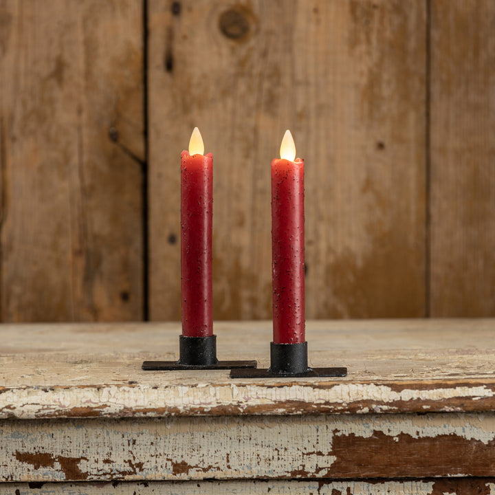 Distressed Holiday Moving Flame Taper Candle Set
