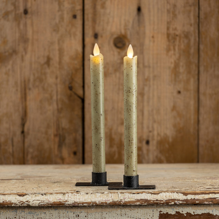 Distressed Holiday Moving Flame Taper Candle Set