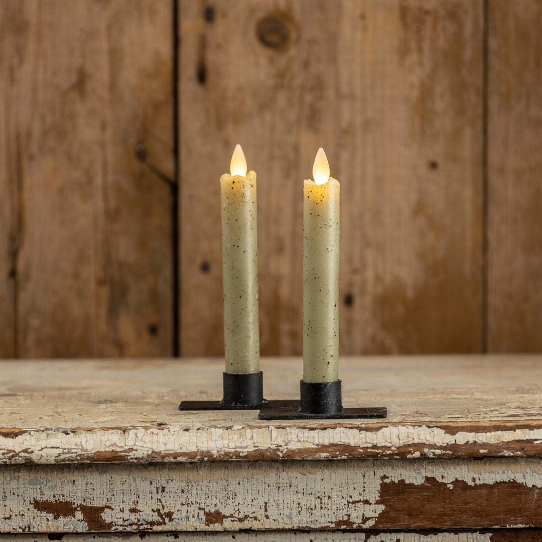 Distressed Holiday Moving Flame Taper Candle Set