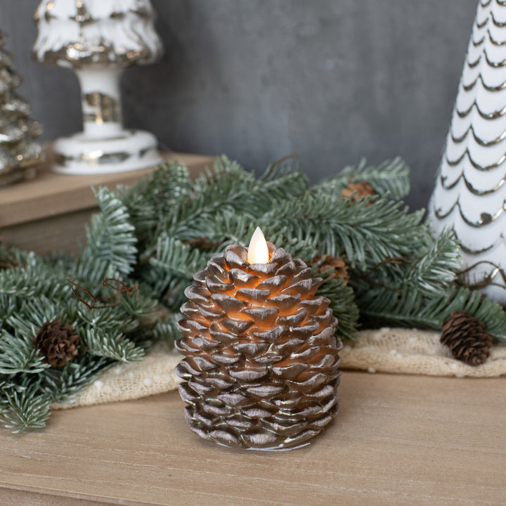 Natural Look Flame Pinecone Candle