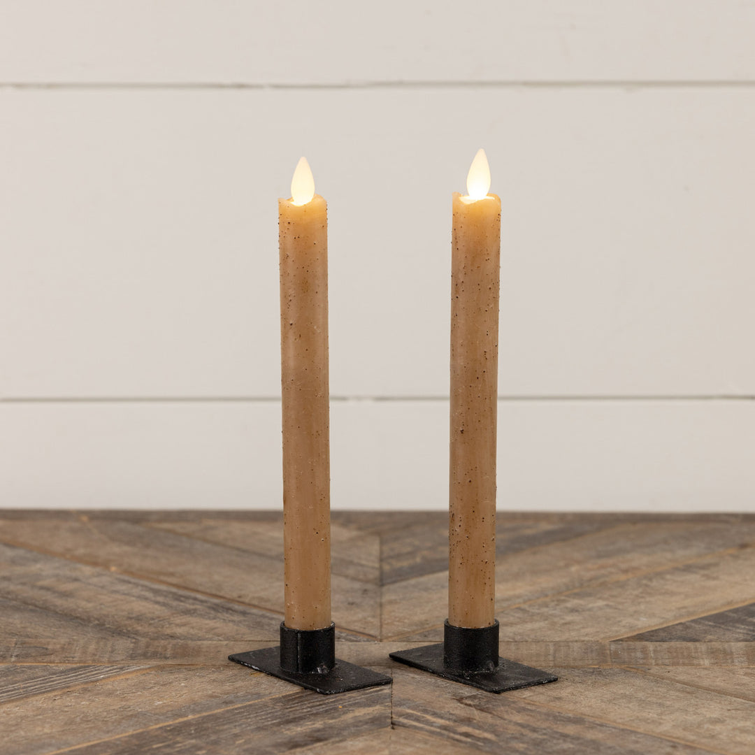 Speckled Moving Flame Taper Candle Set
