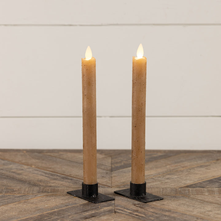 Speckled Moving Flame Taper Candle Set