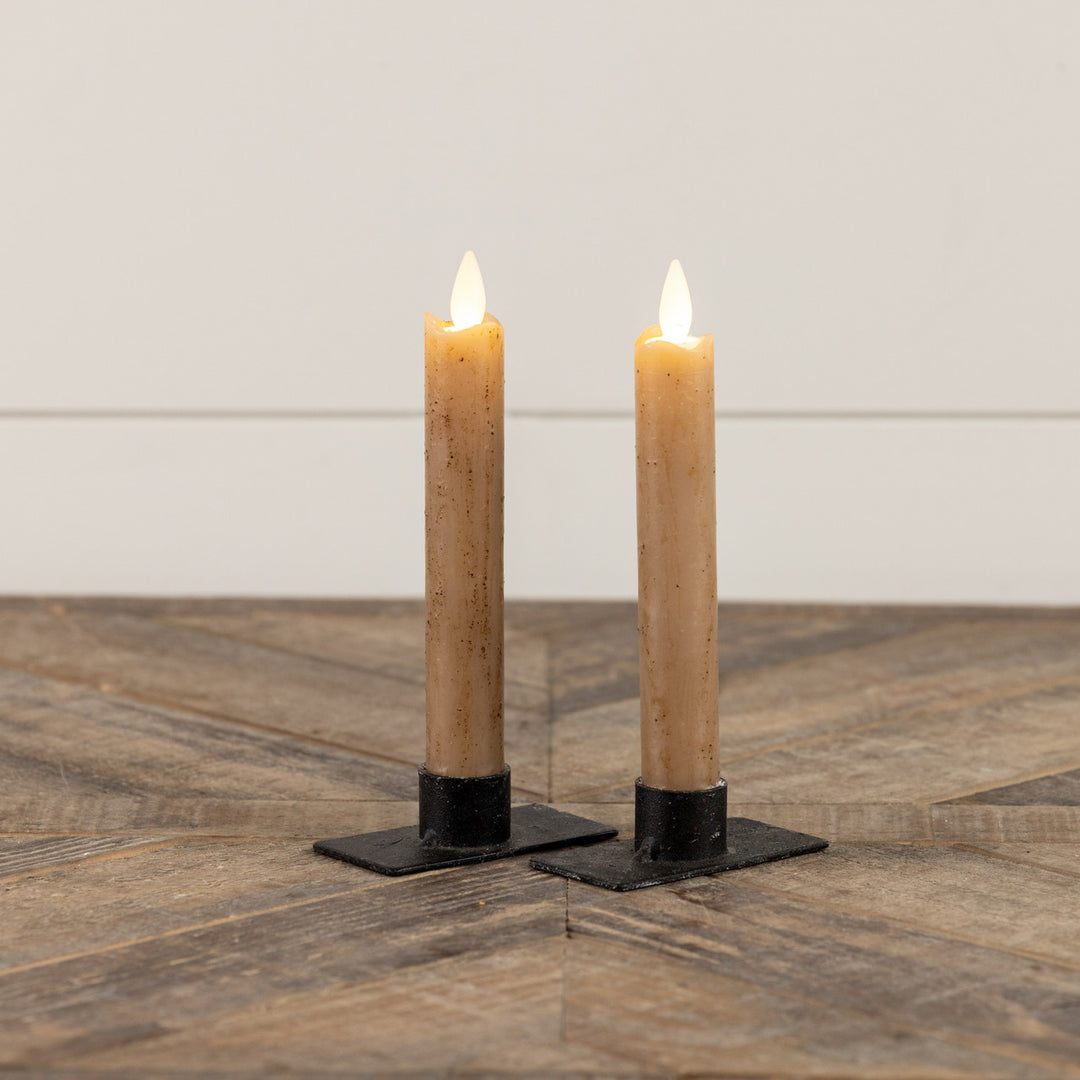 Speckled Moving Flame Taper Candle Set