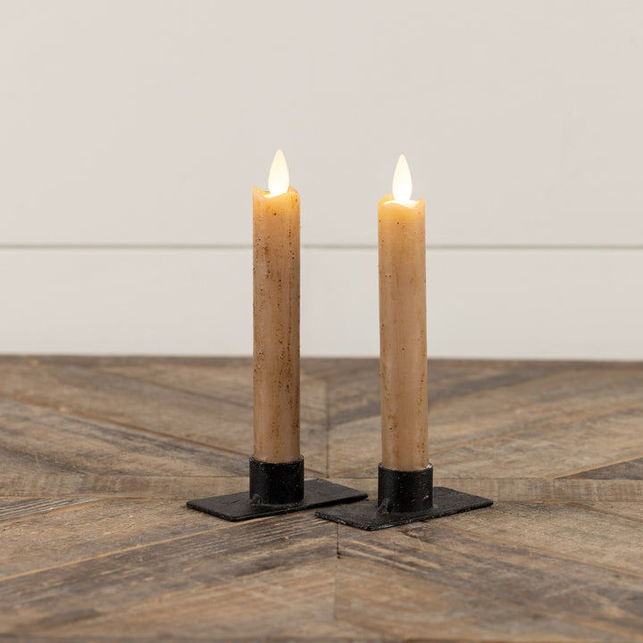 Speckled Moving Flame Taper Candle Set