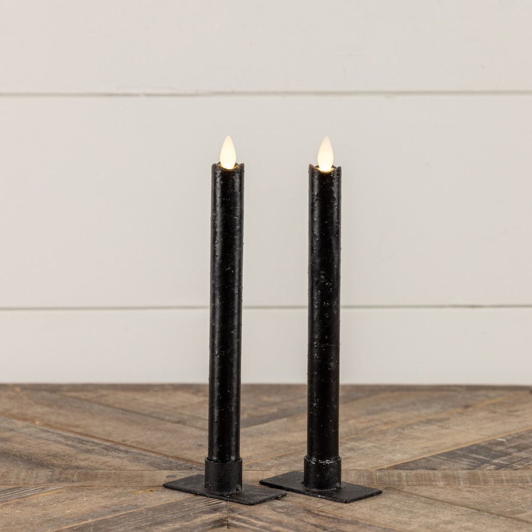 Moving Flame Black Taper Set