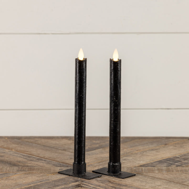 Moving Flame Black Taper Set