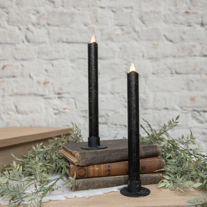 Moving Flame Black Taper Set