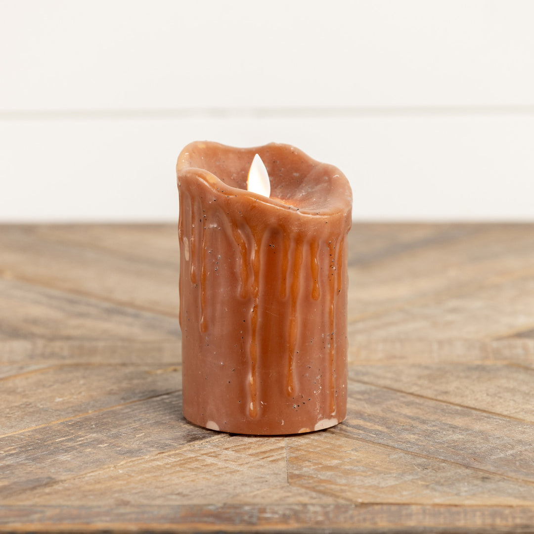 Moving Flame Bronze Dripping Pillar Candle