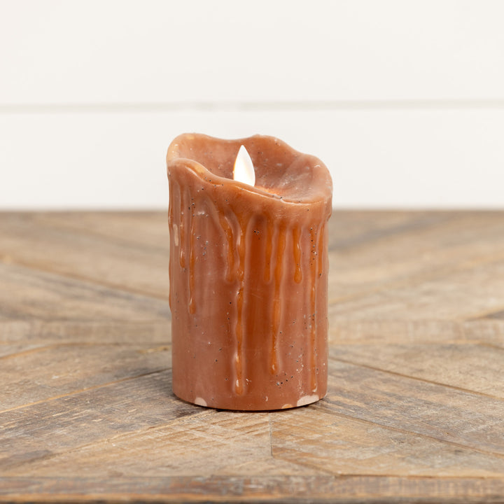 Moving Flame Bronze Dripping Pillar Candle