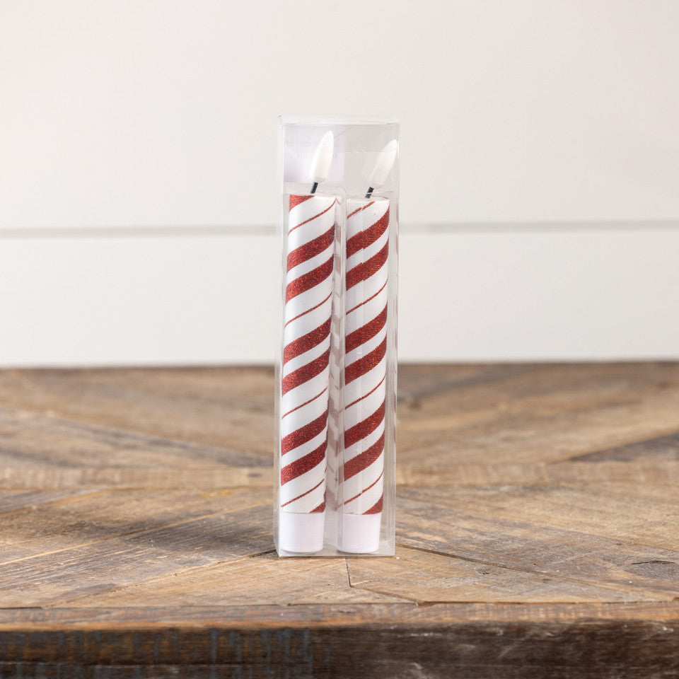Red Candy Cane Taper Candle