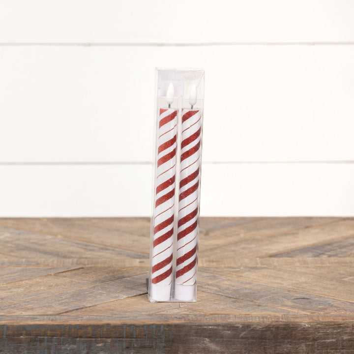 Red Candy Cane Taper Candle
