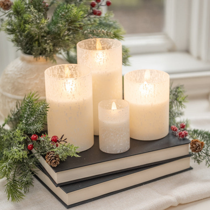 Snowy Glass Flame Candle