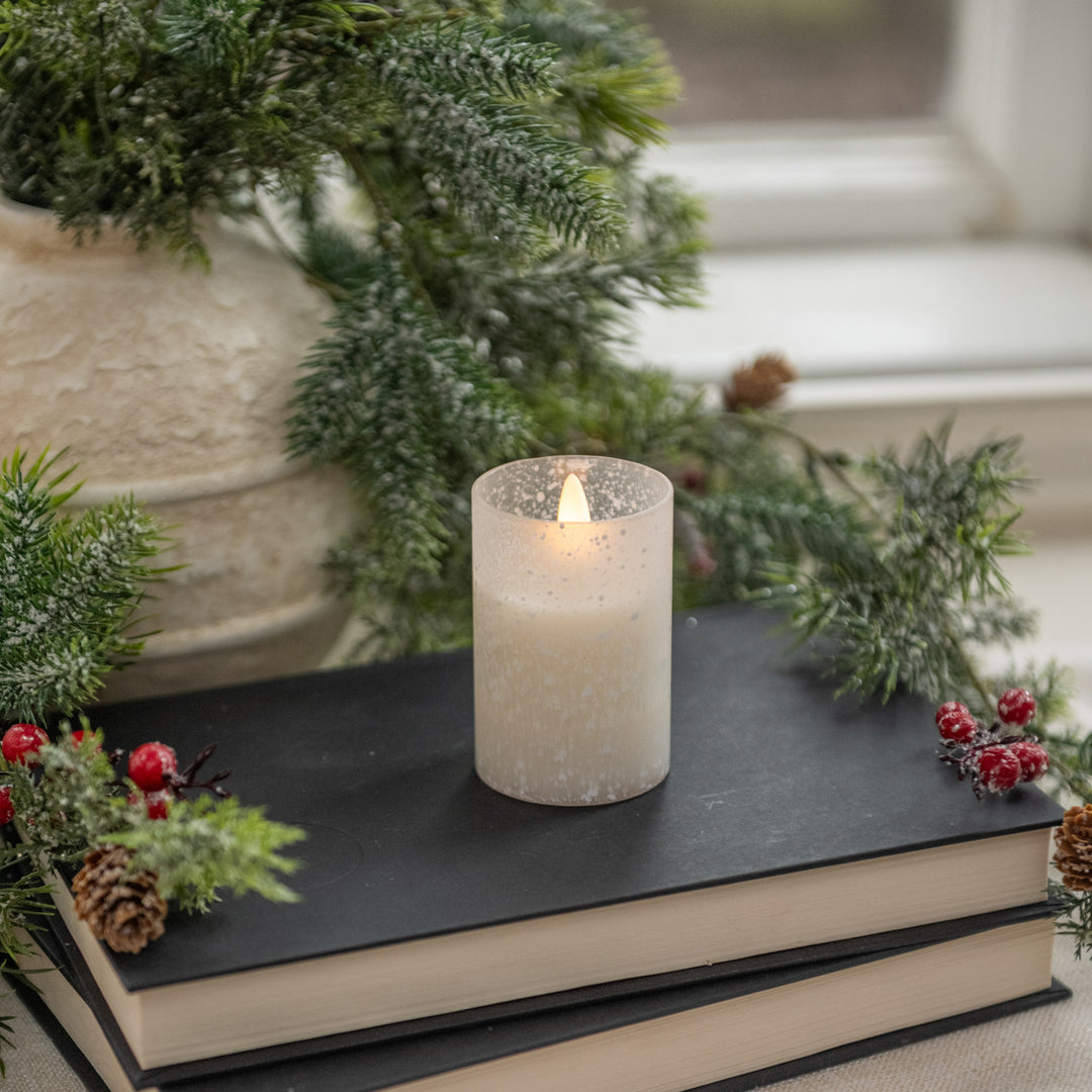 Snowy Glass Flame Candle