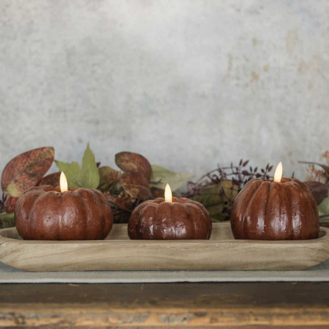 Primitive Bronze Short LED Pumpkin Candle