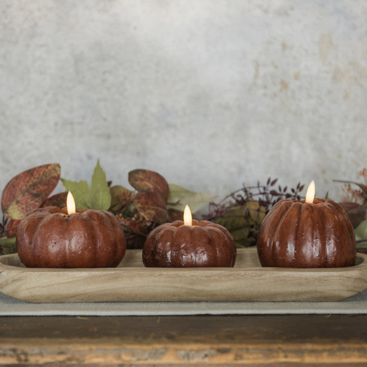 Primitive Bronze Short LED Pumpkin Candle
