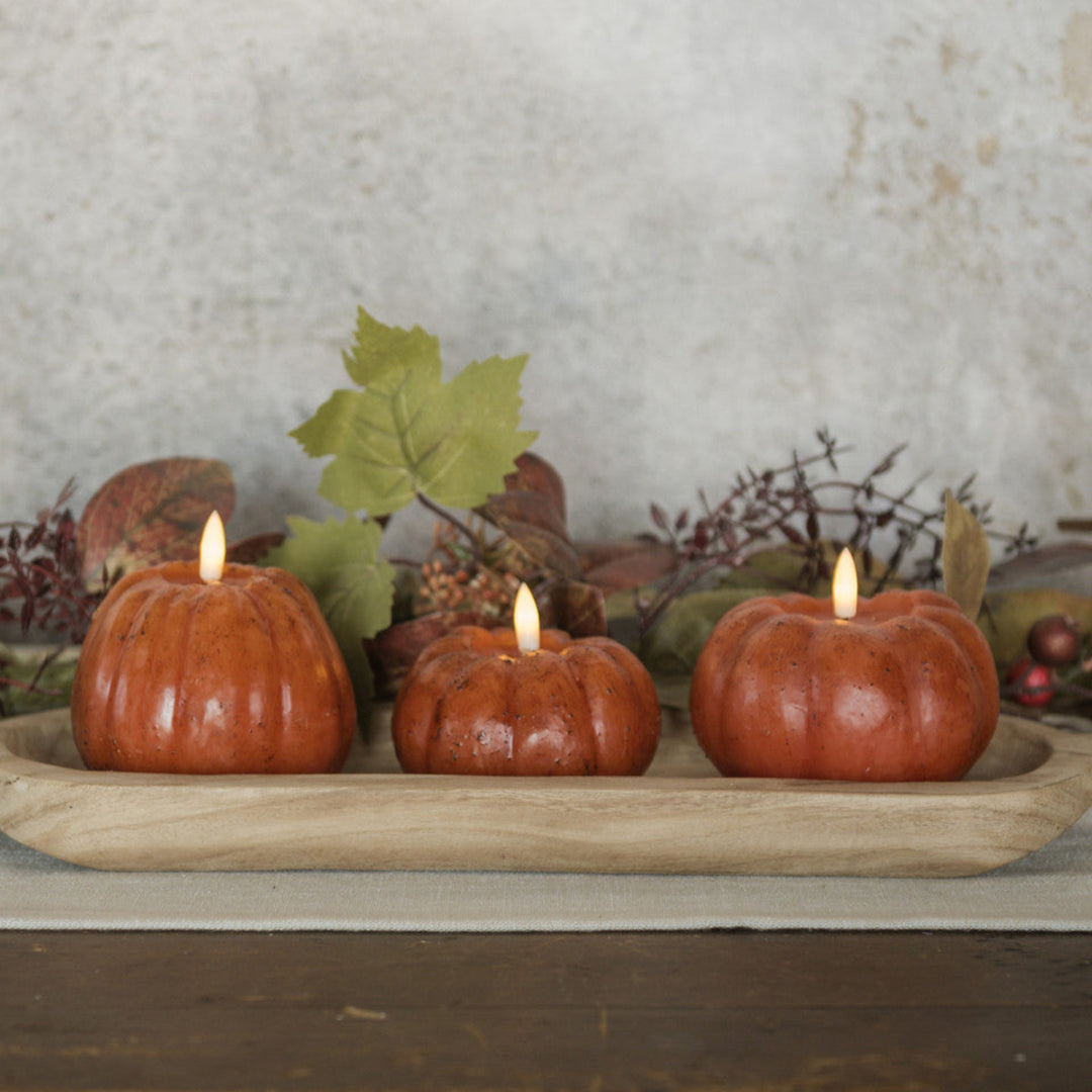 Orange Speckled Short LED Pumpkin Candle