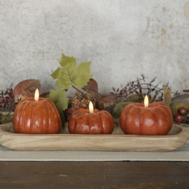 Orange Speckled Short LED Pumpkin Candle