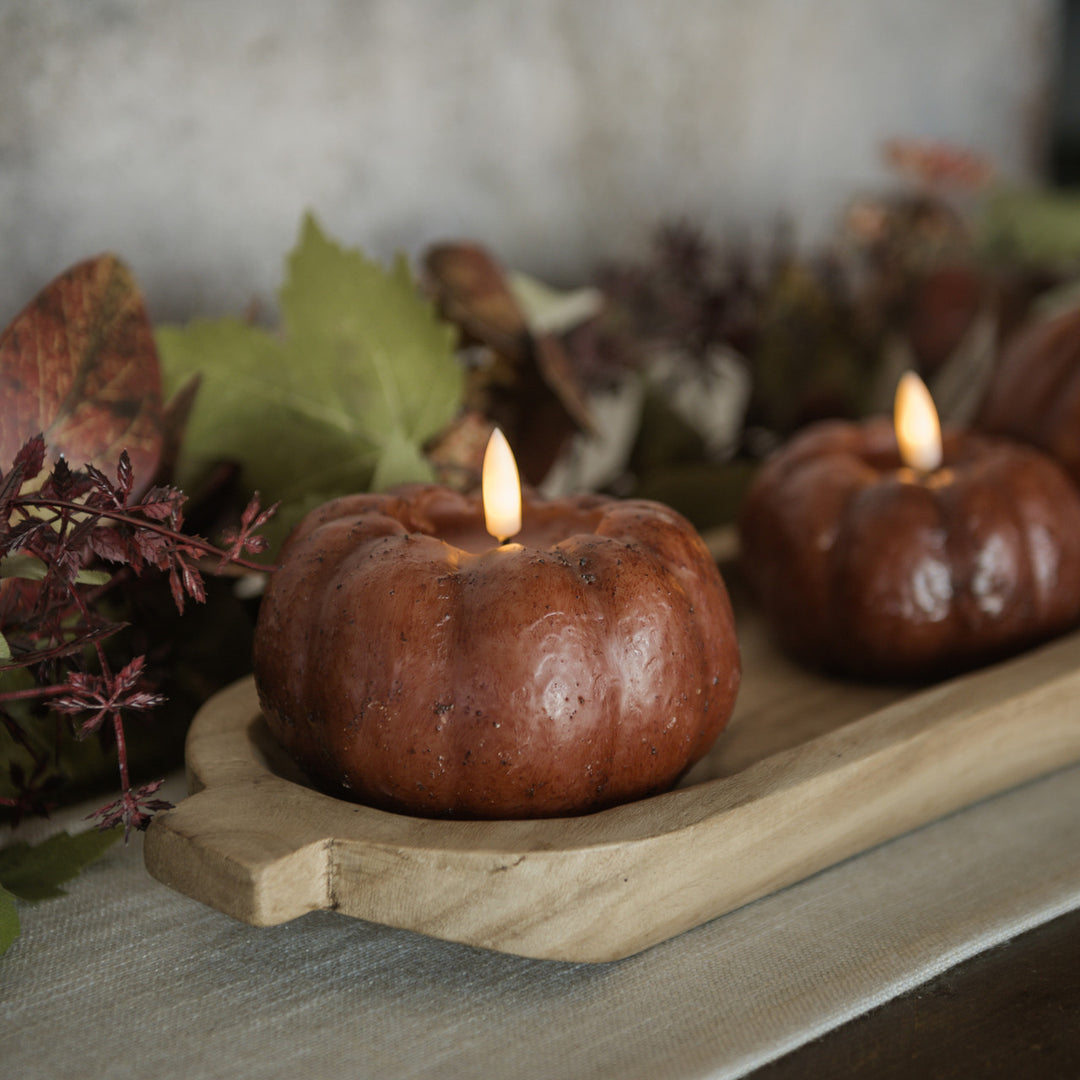Primitive Bronze Short LED Pumpkin Candle