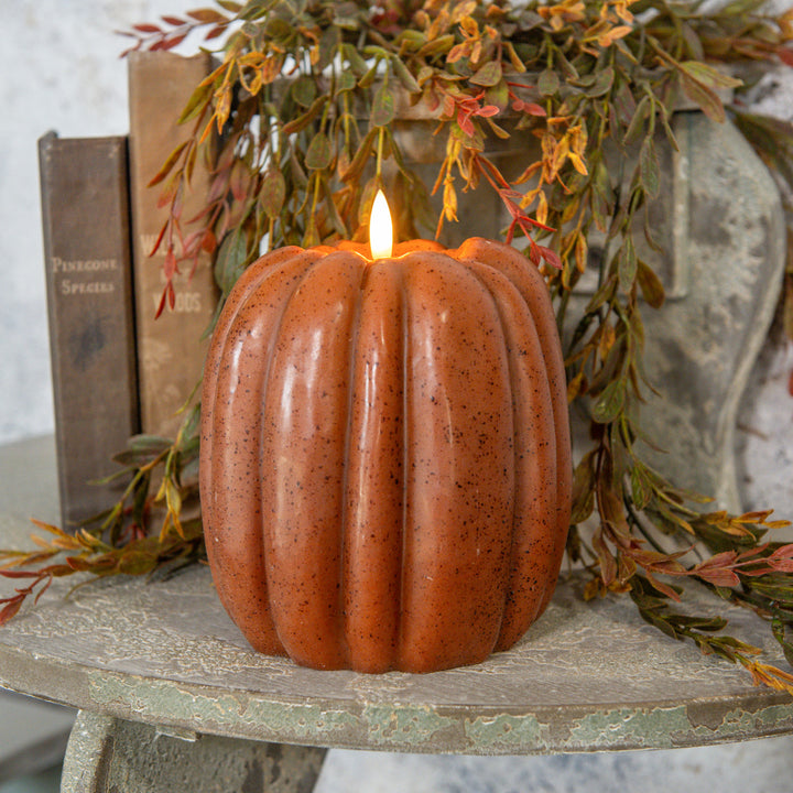 Orange Speckled LED Pumpkin Candle