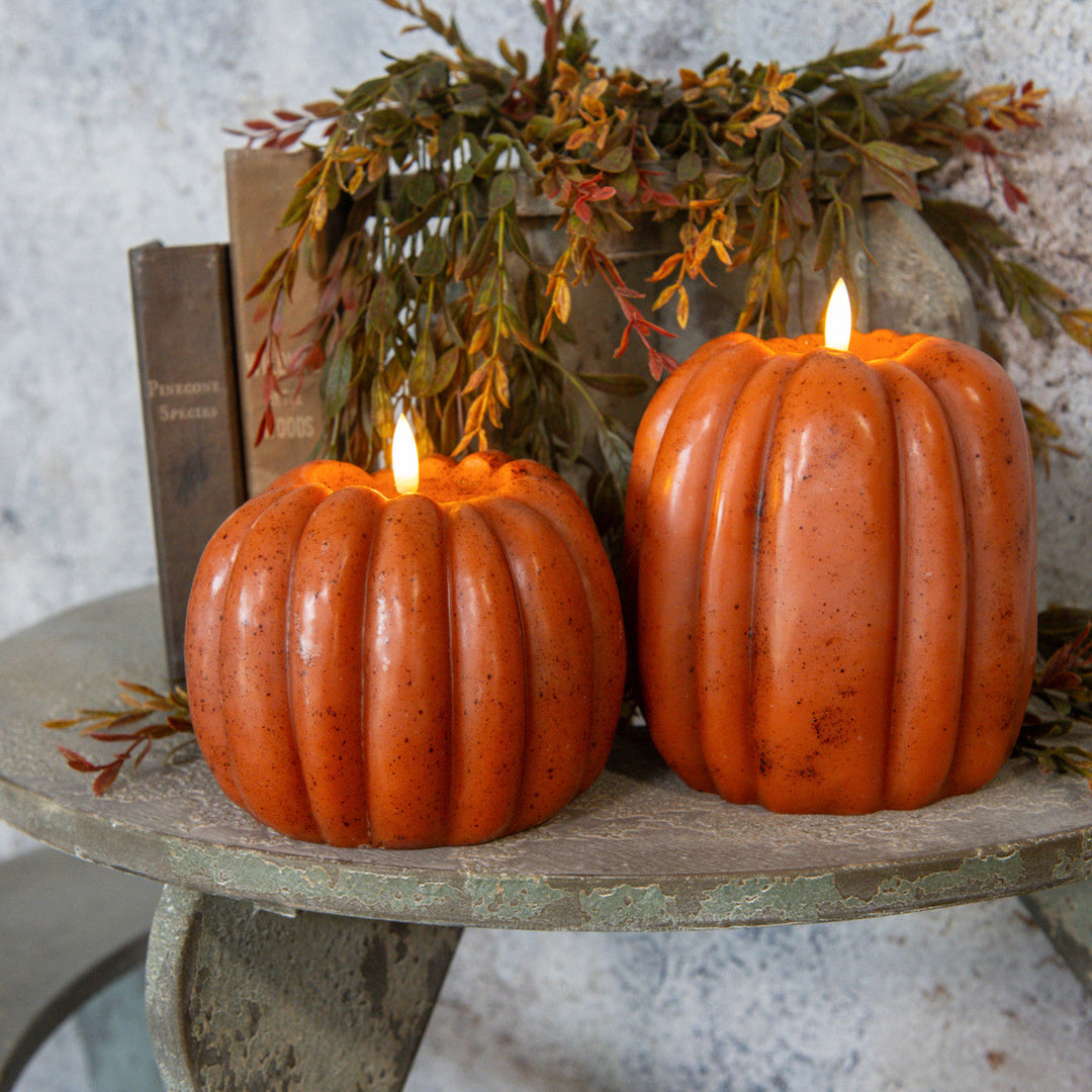 Orange Speckled LED Pumpkin Candle