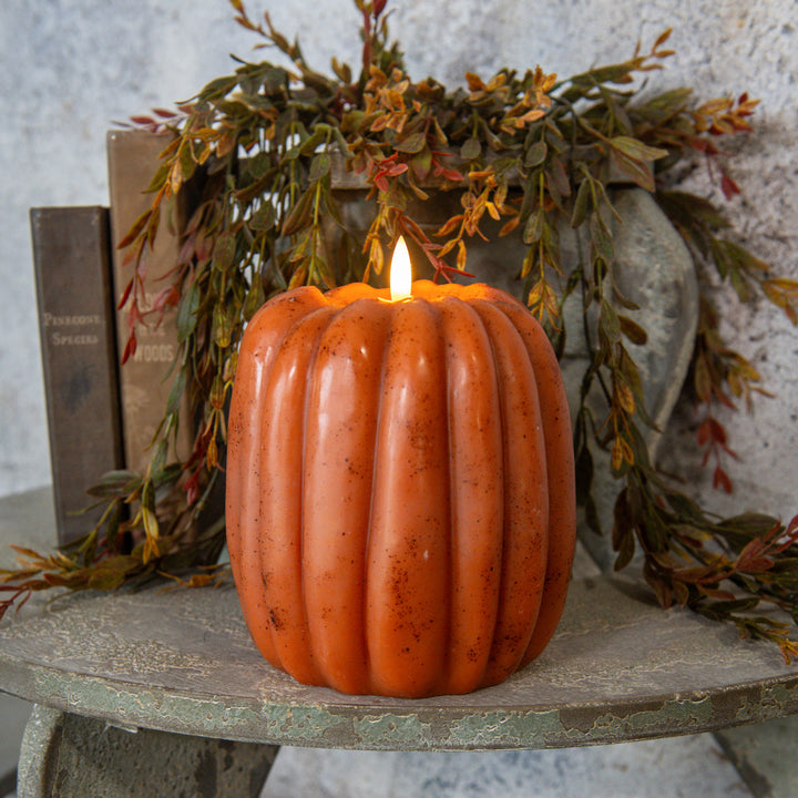 Orange Speckled LED Pumpkin Candle