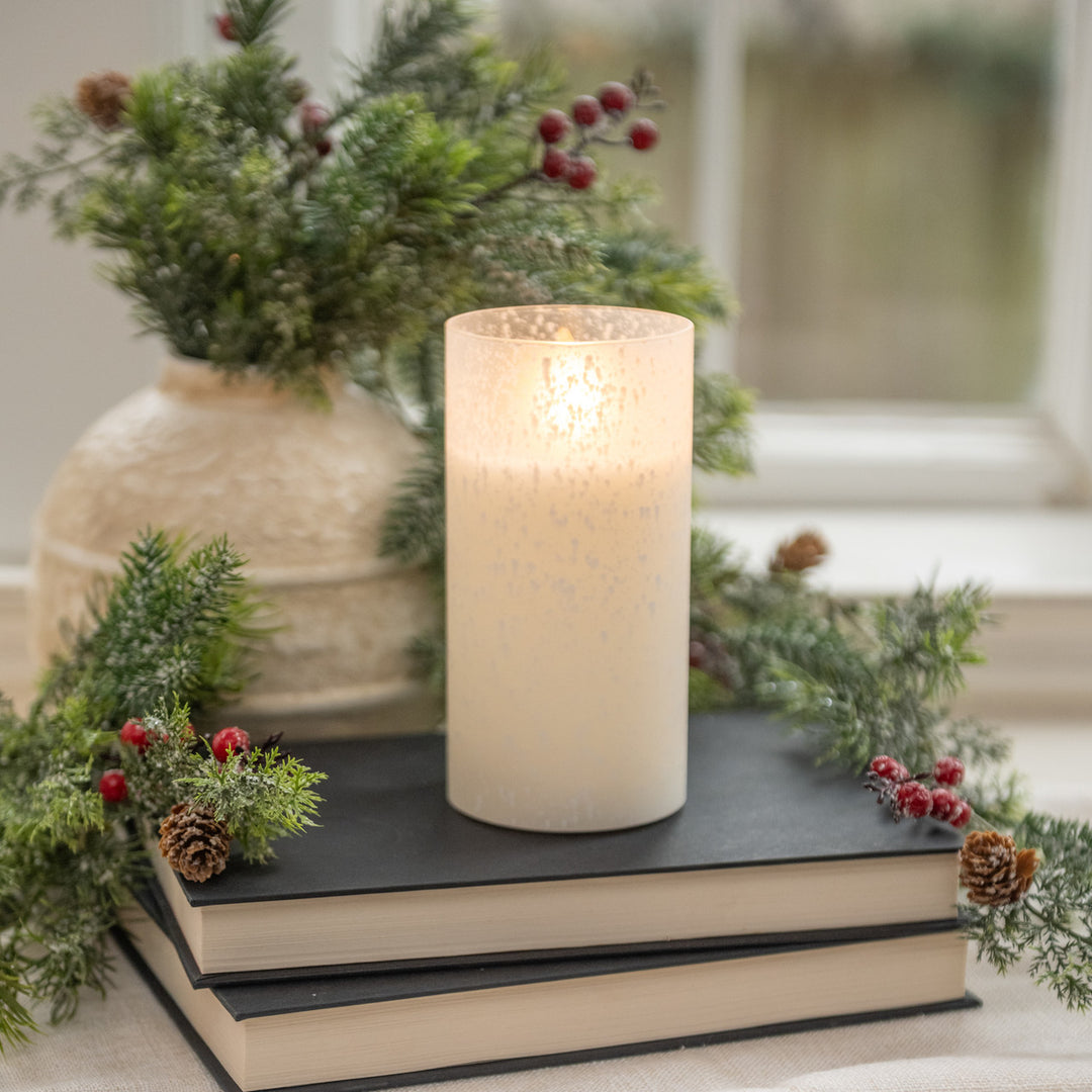 Snowy Glass Flame Candle