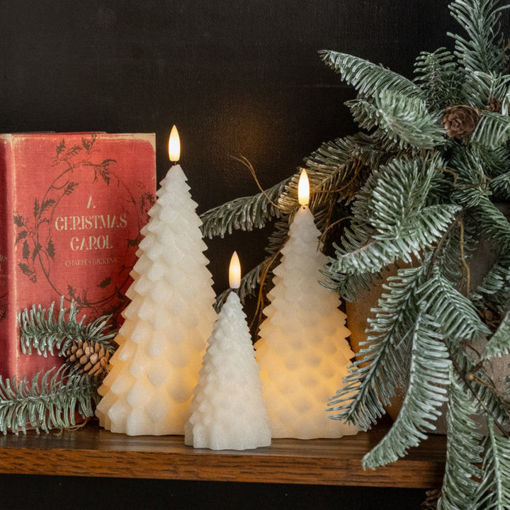 Cream Shimmering Fir Tree Candle