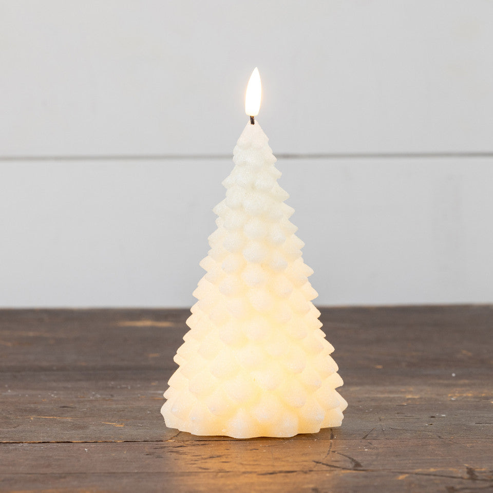 Cream Shimmering Fir Tree Candle